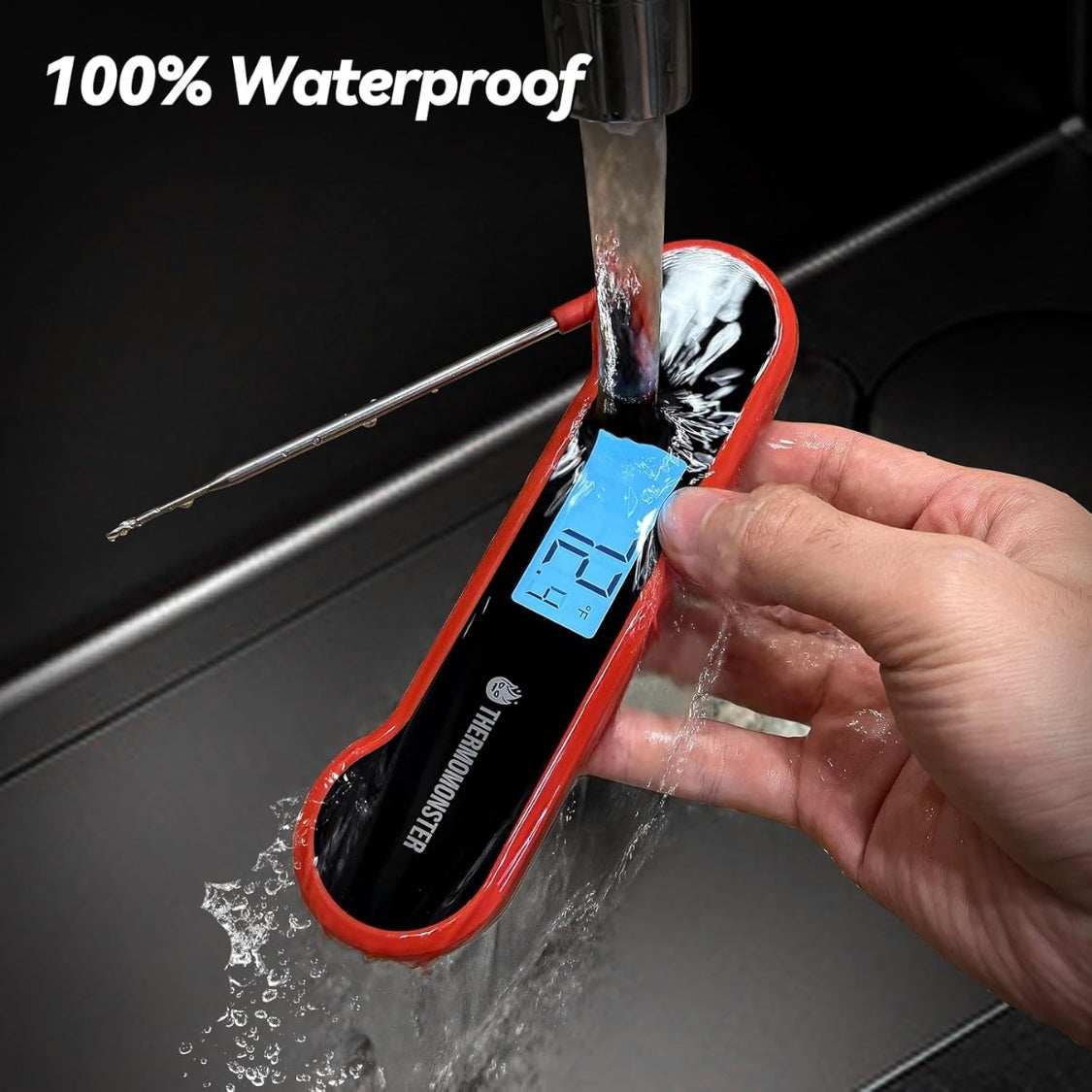 Black professional digital food thermometer