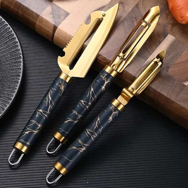 Professional Multifunctional Stainless Steel Peeler Set – Fruit, Vegetable & Fish Scaler Tool
