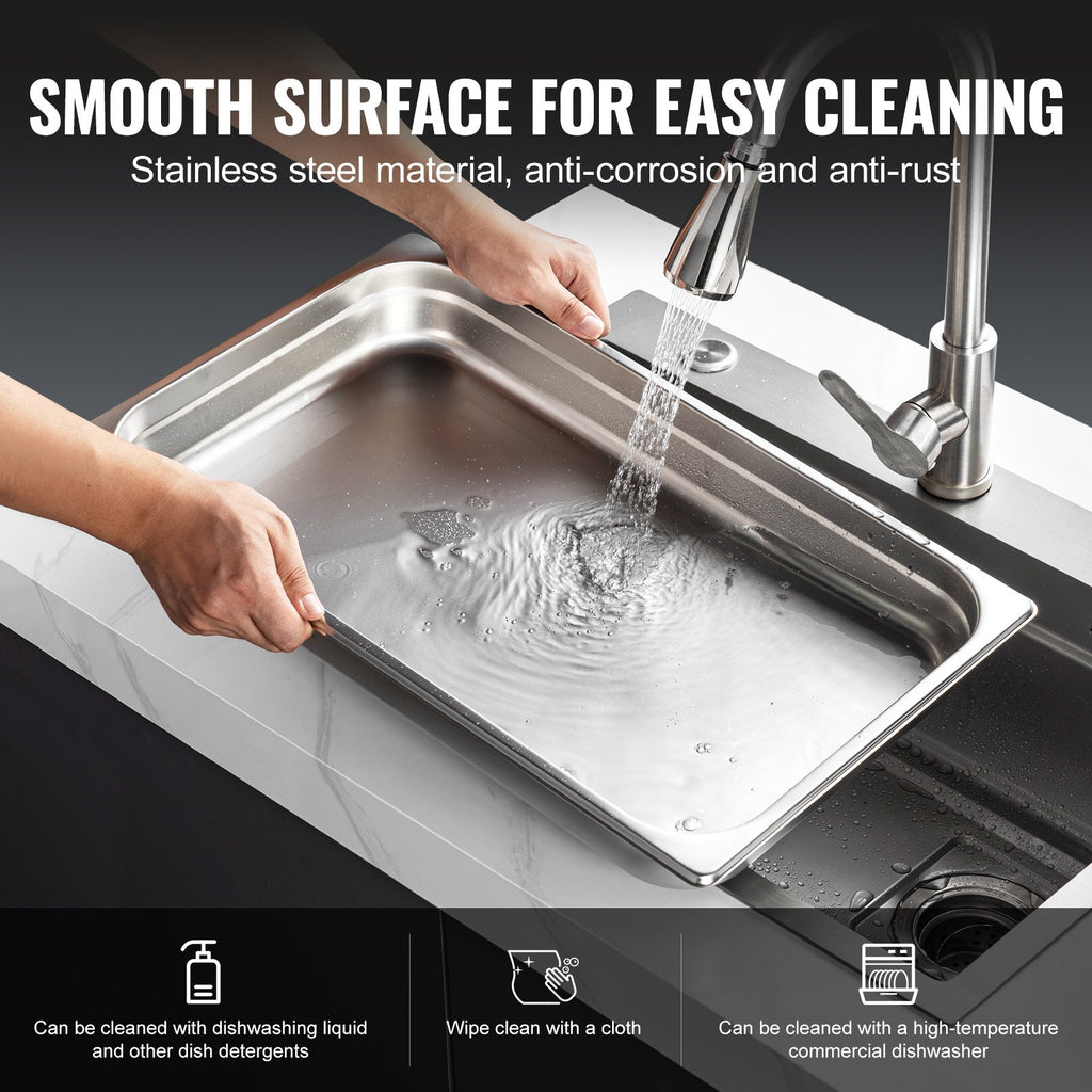 Full-size steam table pans for catering and buffet service
