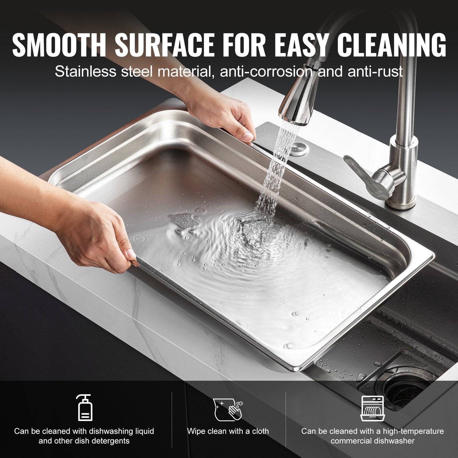 Full-size steam table pans for catering and buffet service