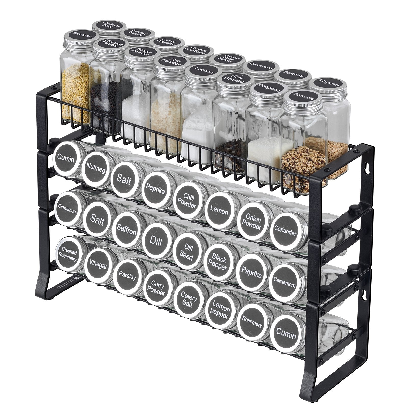 Kitchen seasoning rack for organized spice storage