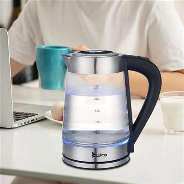 2.5L glass electric kettle with blue LED light