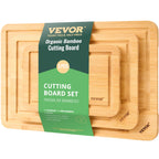 3-piece bamboo cutting board set with handles