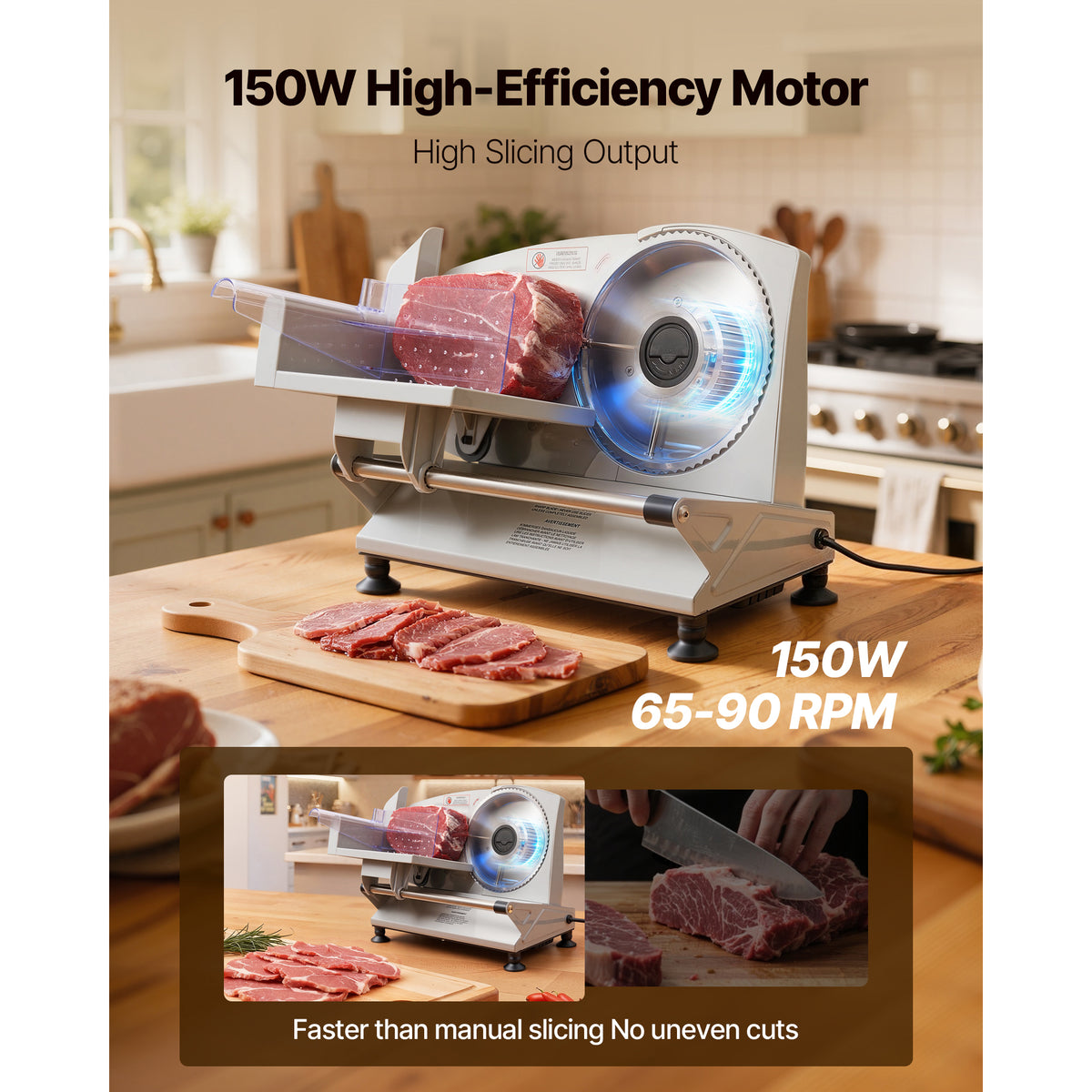 6.7-inch electric meat and deli slicer with two blades