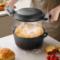 Cast Iron Dutch Oven 2-in-1 – 5 Qt Pre-Seasoned Double Pot with Lid Pan