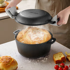 Cast Iron Dutch Oven 2-in-1 – 5 Qt Pre-Seasoned Double Pot with Lid Pan
