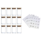 Matching square spice jars for cabinet storage
