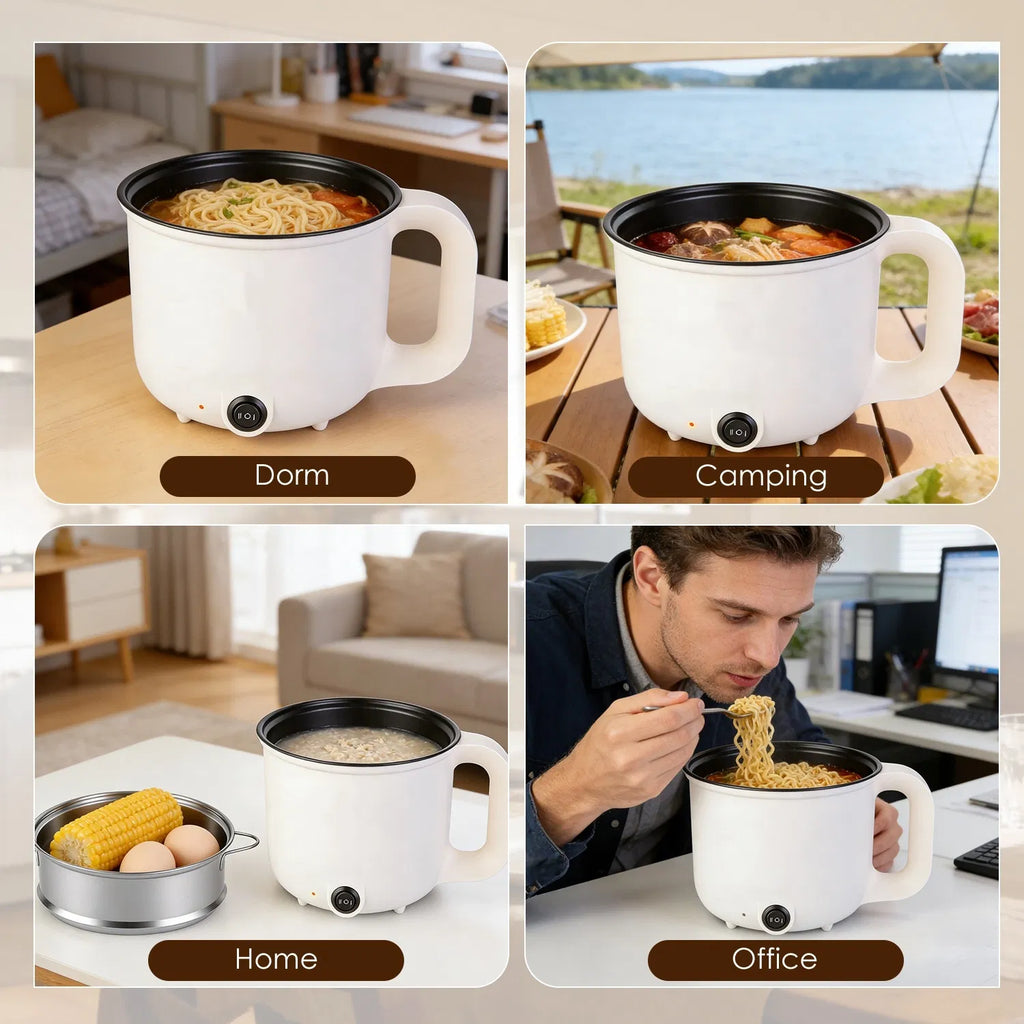 1.8L ceramic electric hot pot with steamer rack