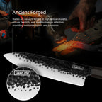 Close-up of hammered 9Cr18MoV knife blade