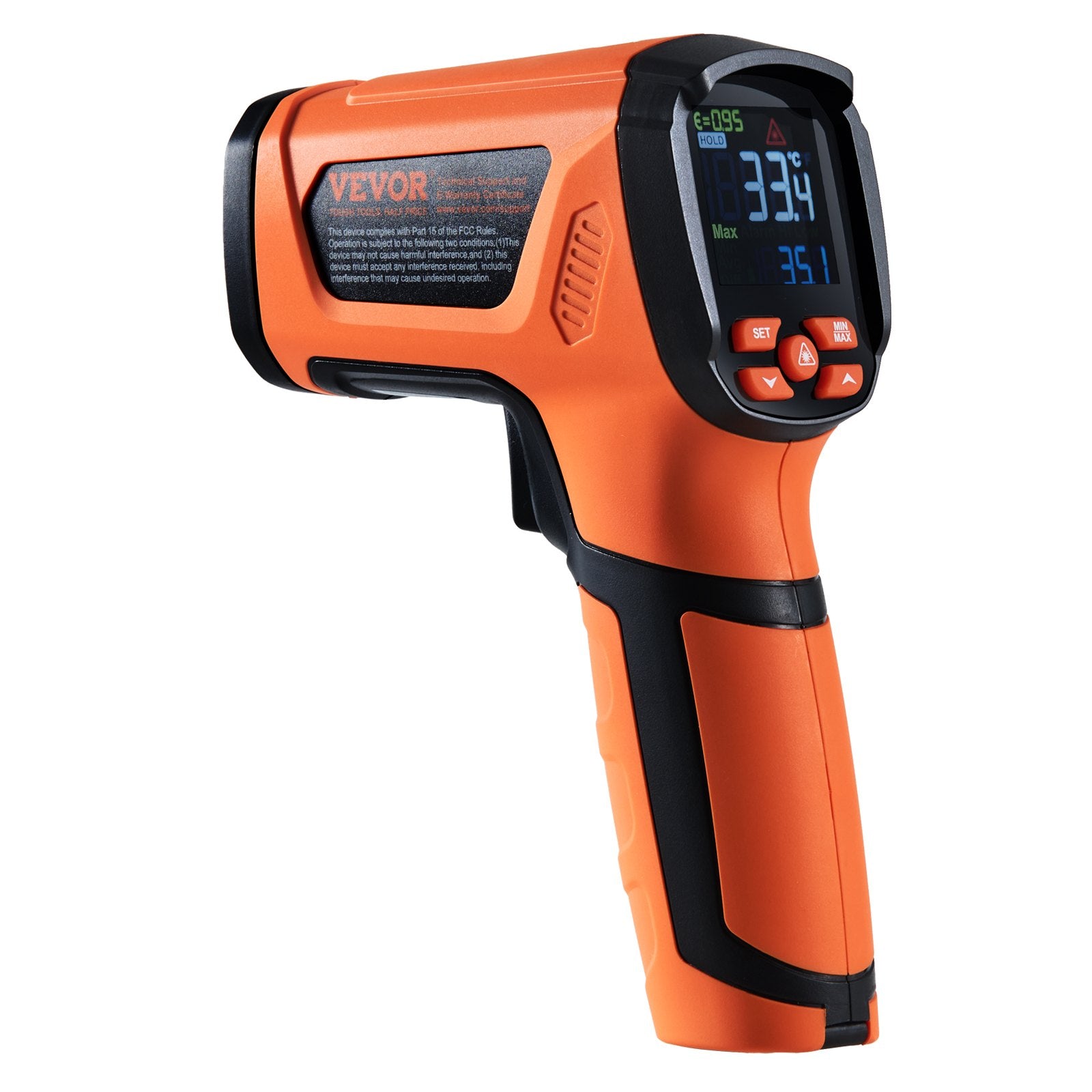 Infrared thermometer checking a hot cooking surface