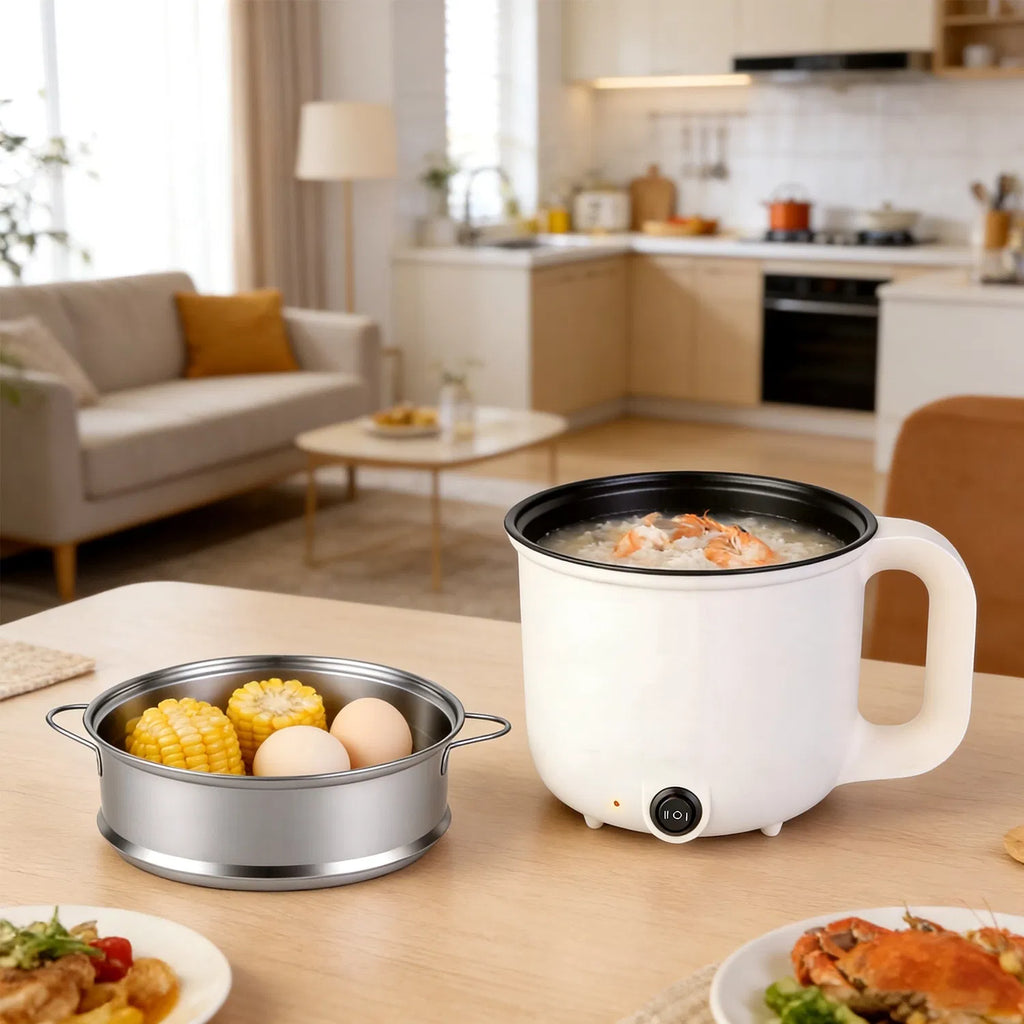 1.8L ceramic electric hot pot with steamer rack