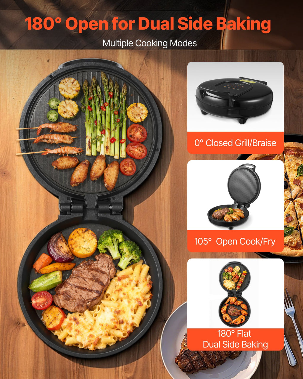 12-inch 180-degree multipurpose countertop cooker
