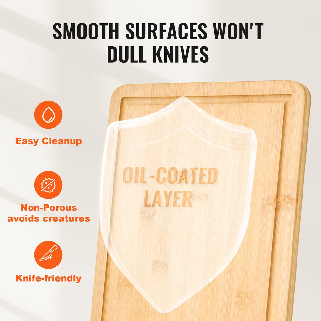 Bamboo kitchen boards for slicing and serving