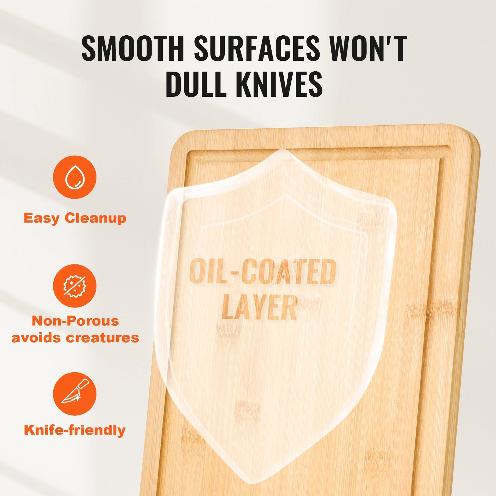 Bamboo kitchen boards for slicing and serving