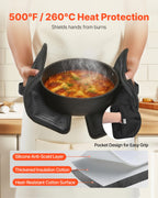 Heat Resistant Silicone Pot Holder Set – 500°F Cotton Hot Pads (2 Pack)