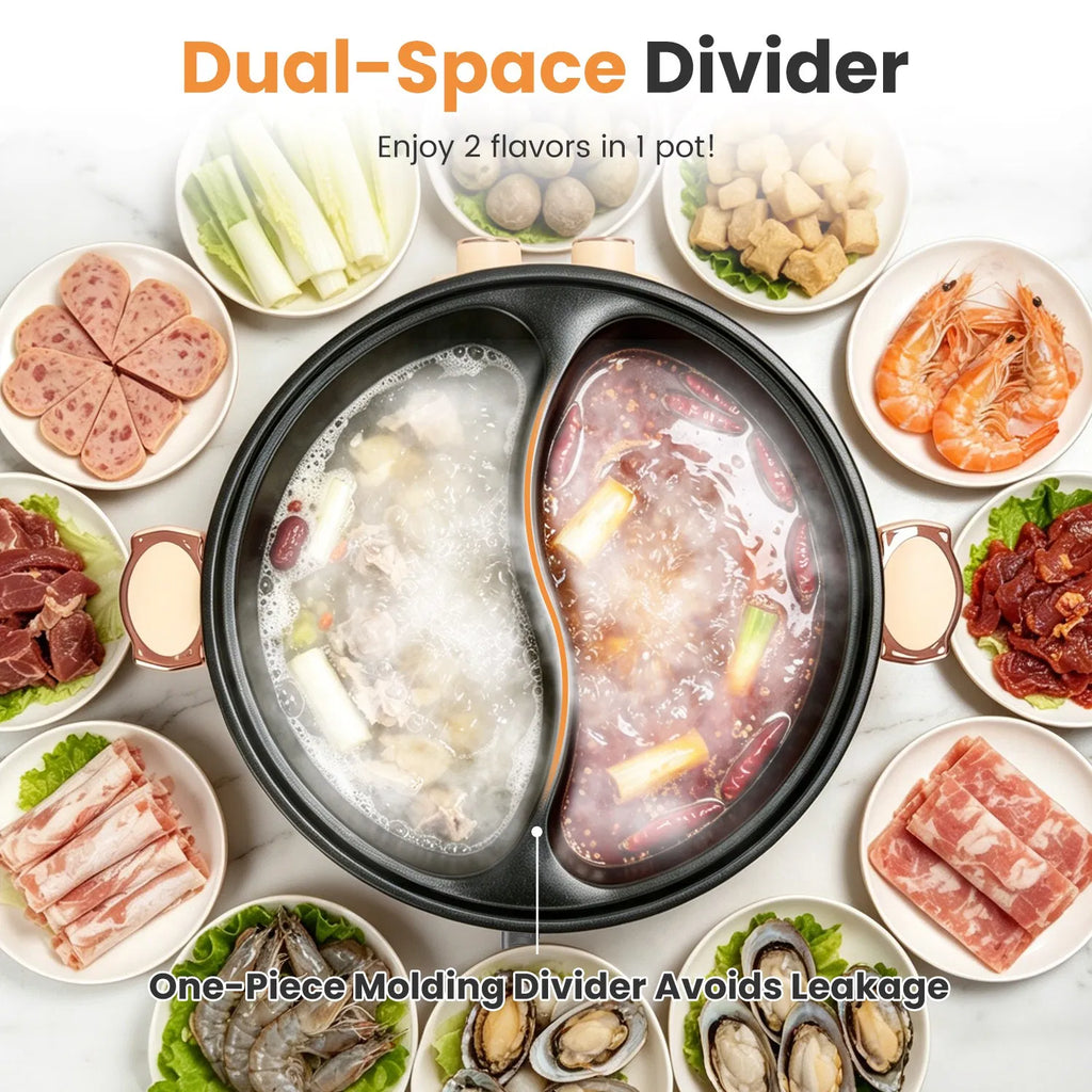 6L dual-sided electric hot pot with independent controls