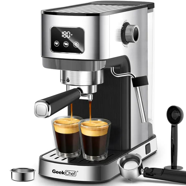 Geek Chef compact stainless steel espresso machine