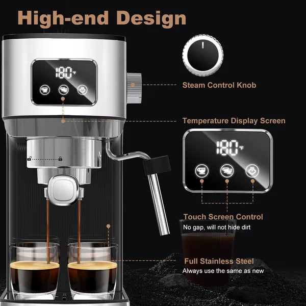Espresso machine steam wand for cappuccino and latte drinks