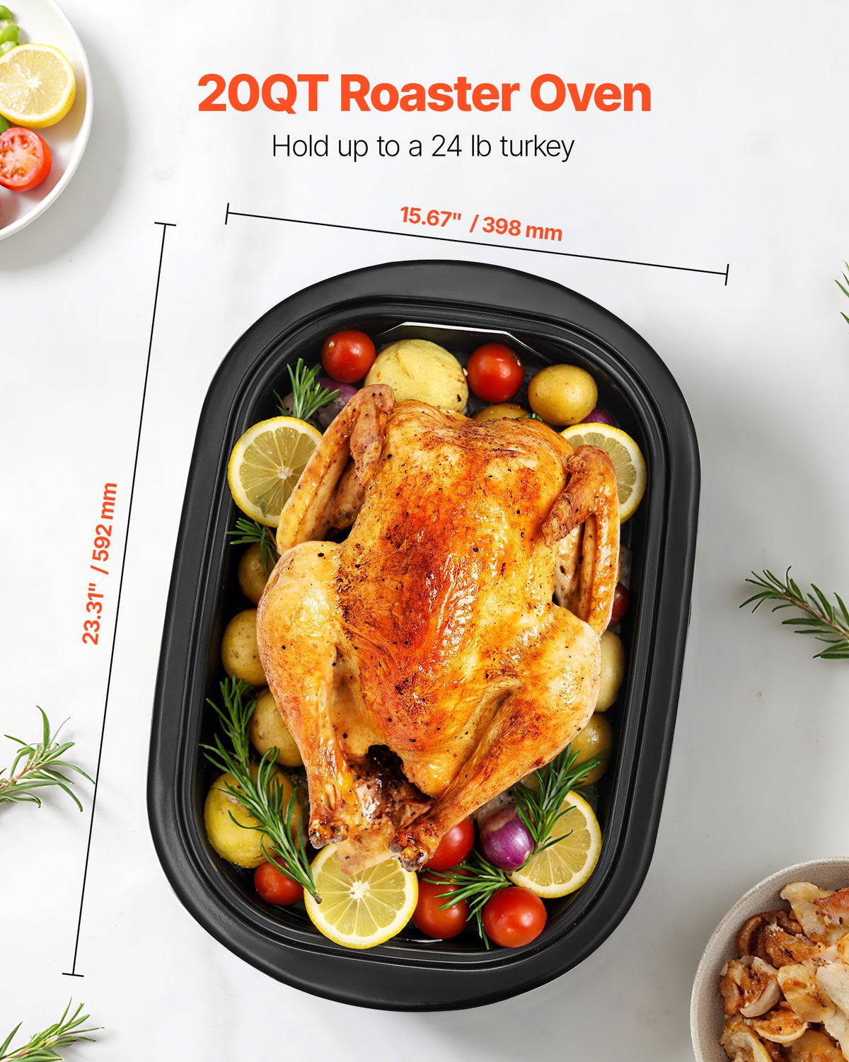 Electric roaster oven adjustable temperature controls