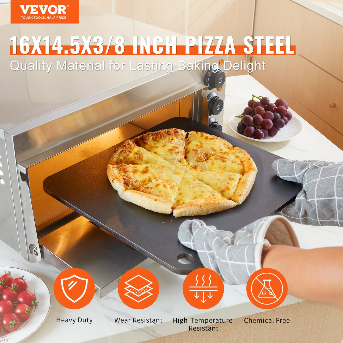 pre-seasoned pizza steel for oven baking