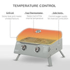 folding tabletop gas grill with built-in thermometer