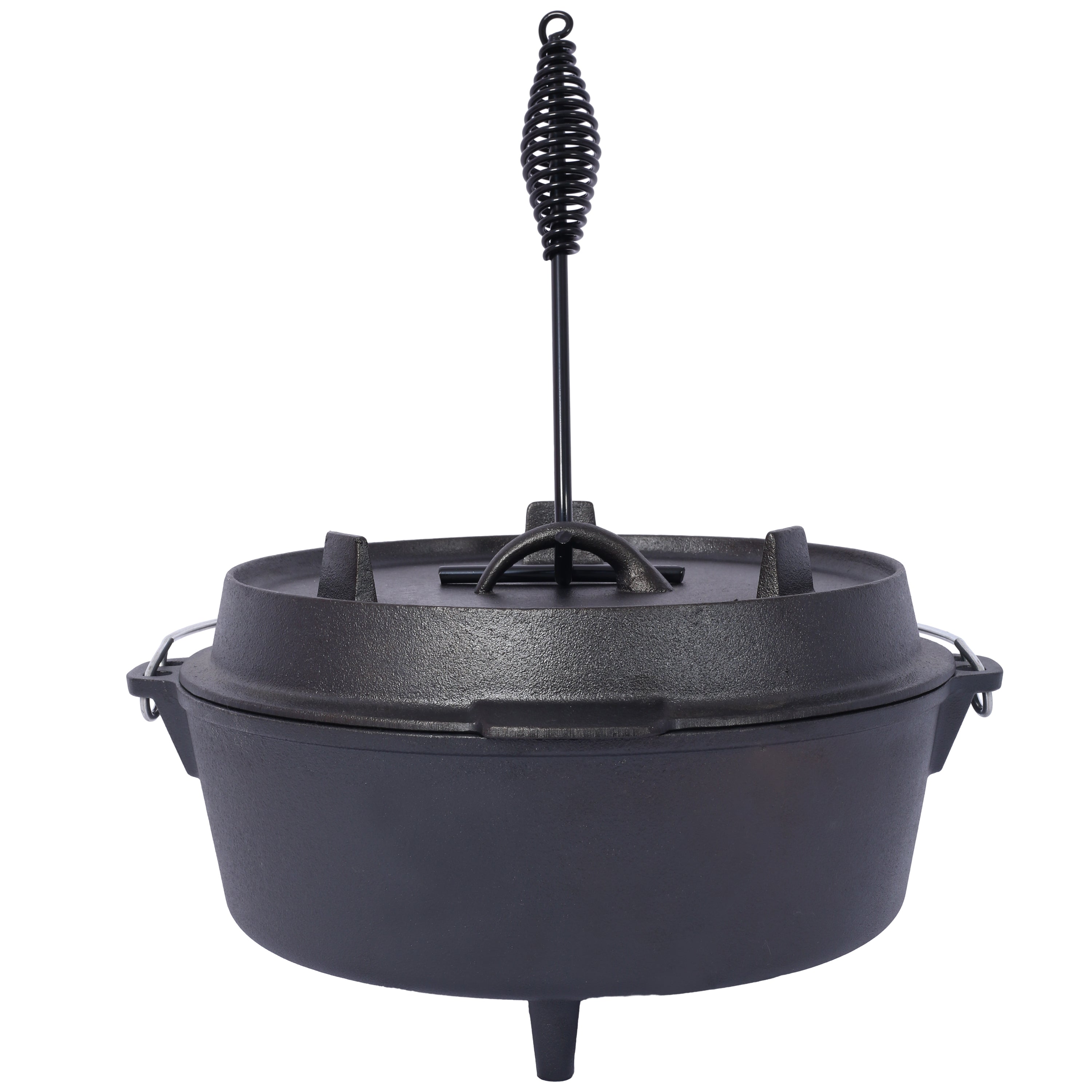 Pre-Seasoned Cast Iron Dutch Oven – Campfire Cooking Pot with Skillet Lid